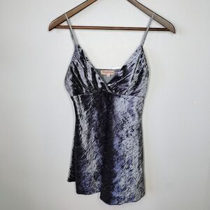 Meghan Noland Y2K Babydoll Top Womens Medium Gray Velour Iridescent Fairycore